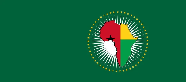 Guinea Bissau Bandera Unión Africana Ilustración Fondo Verde —  Fotos de Stock