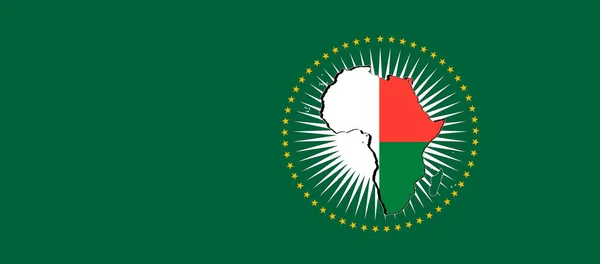 Madagascar African Union Flag Green Background Illustration — Stock fotografie