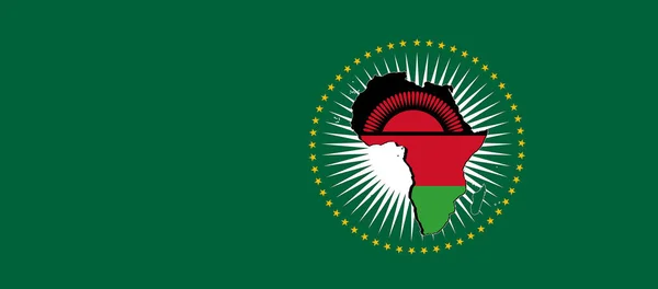 Σημαία Μαλάουι Και Της Αφρικανικής Ένωσης Και Πράσινο Φόντο Απεικόνιση — Φωτογραφία Αρχείου