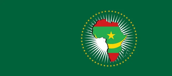 Mauritania Bandera Unión Africana Fondo Verde Ilustración —  Fotos de Stock