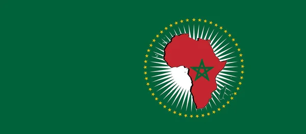 Bandera Marruecos Unión Africana Ilustración Fondo Verde — Foto de Stock