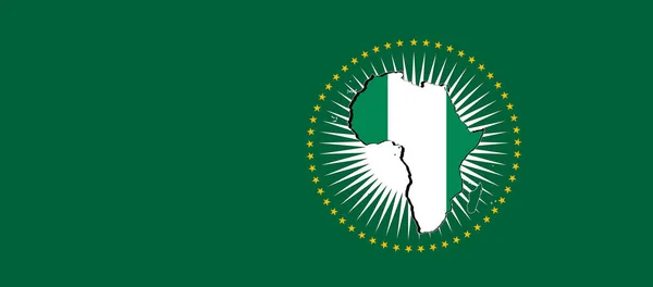 Nigéria União Africana Bandeira Fundo Verde Ilustração — Fotografia de Stock