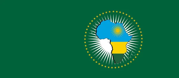 Ruanda Afrika Birliği Bayrağı Yeşil Arkaplan Illüstrasyon — Stok fotoğraf