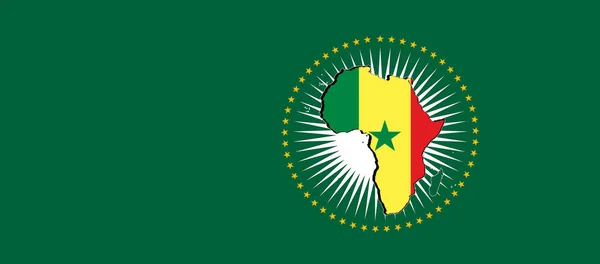Сенегал Прапор Африканського Союзу Зелений Фон Ілюстрація — стокове фото