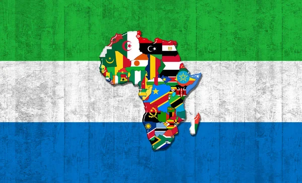Sierra Leone Flag Map Flags African World Painted Old Wall — Foto Stock