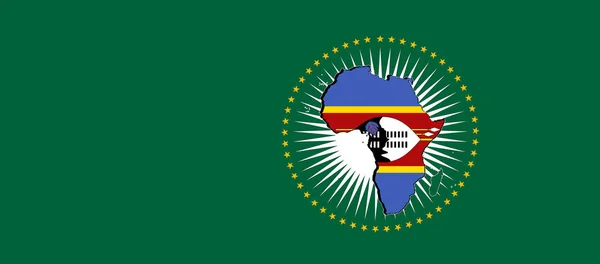 Swaziland African Union Flag Green Background Illustration — Stok Foto