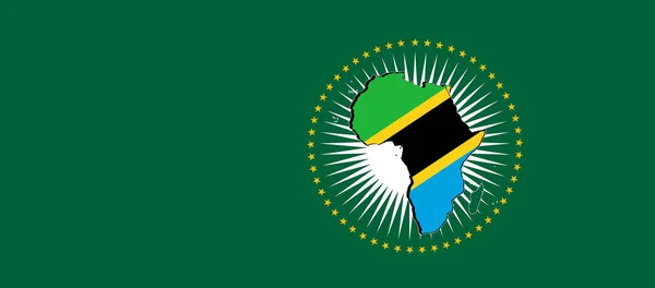 Tanzanie Africká Unie Vlajka Zelené Pozadí Ilustrace — Stock fotografie