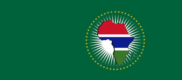Gambiaanse Afrikaanse Unie Vlag Groene Achtergrond Illustratie — Stockfoto