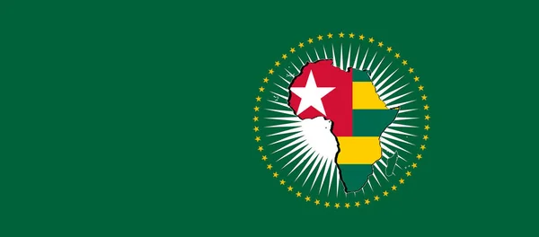 Togo Afrika Birliği Bayrağı Yeşil Arkaplan Illüstrasyon — Stok fotoğraf