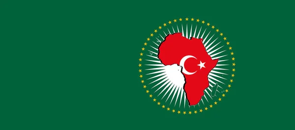 Turkey African Union Flag Green Background Illustration — Foto de Stock