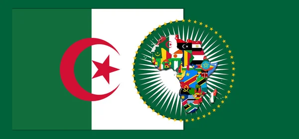 Algeria Bandiera Con Mappa Bandiere Del Mondo Africano Illustrazione — Foto Stock
