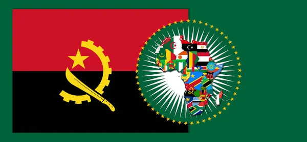 Angola Vlag Met Kaart Vlaggen Van Afrikaanse Wereld Illustratie — Stockfoto