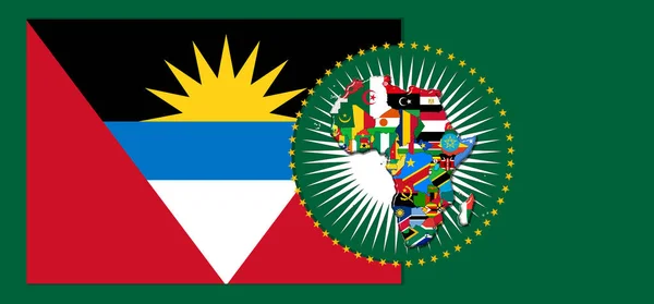Bandeira Antígua Com Mapa Bandeiras Mundo Africano Ilustração — Fotografia de Stock