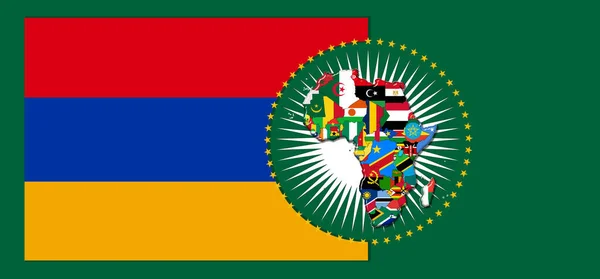 Arménská Vlajka Mapou Vlajkami Afrického Světa Ilustrace — Stock fotografie
