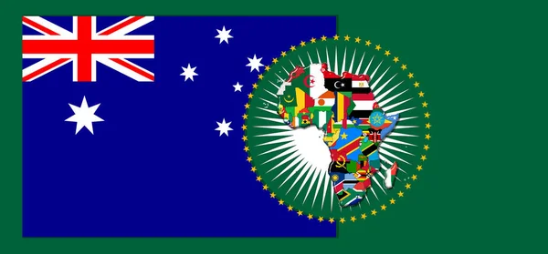 Australische Flagge Mit Karte Und Flaggen Der Afrikanischen Welt Illustration — Stockfoto