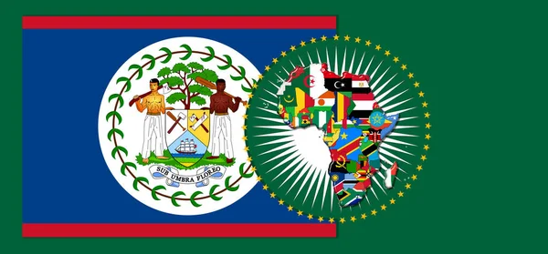 Флаг Белиза Картой Флагами Африканского Мира Иллюстрация — стоковое фото