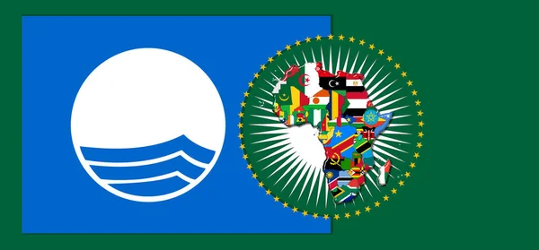 Bandeira Azul Com Mapa Bandeiras Mundo Africano Ilustração — Fotografia de Stock