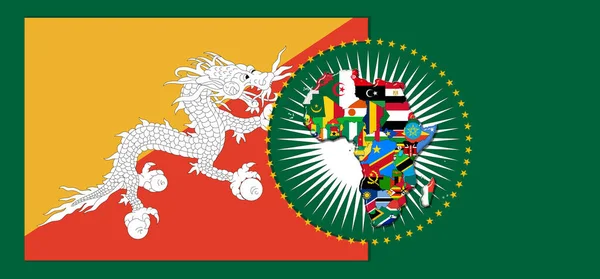 Bhutan Flag Map Flags African World Illustration — Stockfoto