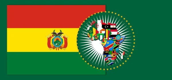 Флаг Боливии Картой Флагами Африканского Мира Иллюстрация — стоковое фото