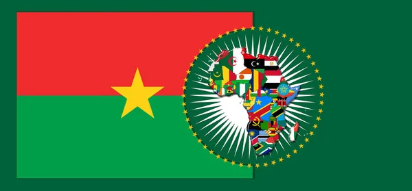 Burkinská Vlajka Mapou Vlajkami Afrického Světa Ilustrace — Stock fotografie