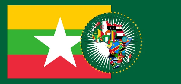 Σημαία Βιρμανίας Χάρτη Και Σημαίες Του Αφρικανικού Κόσμου Illustration — Φωτογραφία Αρχείου