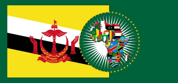 Флаг Брунея Картой Флагами Африканского Мира Иллюстрация — стоковое фото
