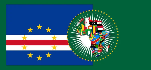 Cape Verde flag with map and flags of the African World - 3D illustration