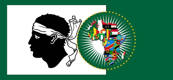 Bandeira Córsega Com Mapa Bandeiras Mundo Africano Ilustração — Fotografia de Stock