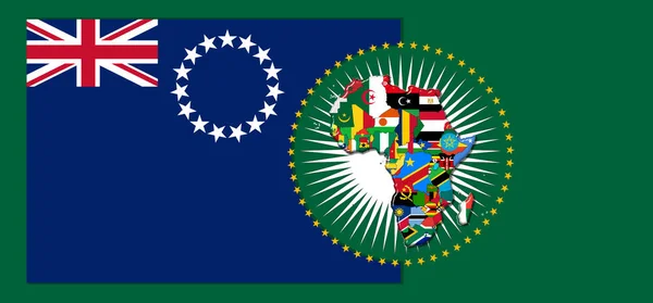 Afrika Dünyası Nın Haritası Bayraklarıyla Cook Adaları Bayrağı Boyutlu Illüstrasyon — Stok fotoğraf