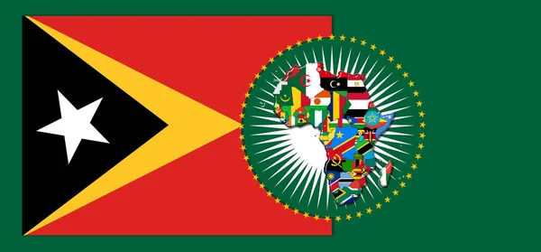 Bandeira Timor Leste Com Mapa Bandeiras Mundo Africano Ilustração — Fotografia de Stock