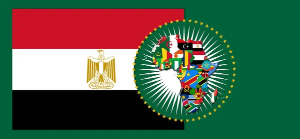 Egypt  flag with map and flags of the African World - 3D illustration
