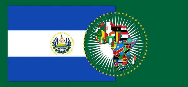 Bandera Salvador Con Mapa Banderas Del Mundo Africano Ilustración — Foto de Stock