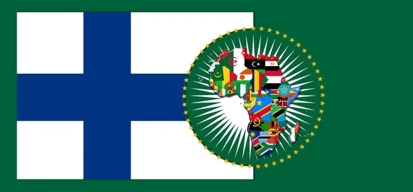 Finsko Vlajka Mapou Vlajkami Afrického Světa Ilustrace — Stock fotografie