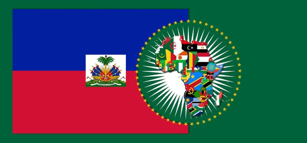 Haiti flag with map and flags of the African World - 3D illustration