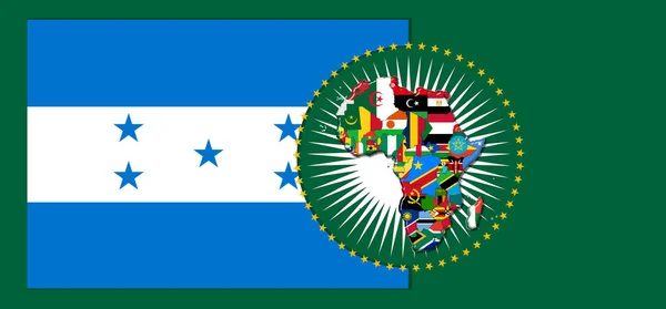 Flaga Hondurasu Mapą Flagami Świata Afrykańskiego Ilustracja — Zdjęcie stockowe