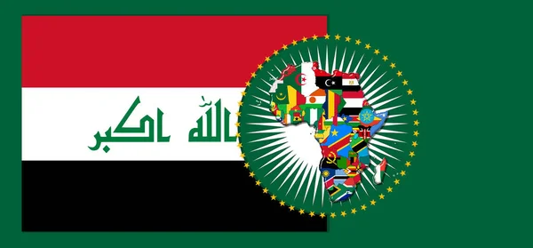 Прапор Іраку Картою Прапорами Африканського Світу Ілюстрація — стокове фото