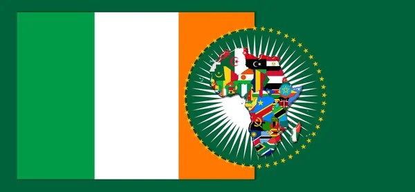 Bandera Irlanda Con Mapa Banderas Del Mundo Africano Ilustración —  Fotos de Stock