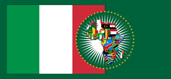 Флаг Италии Картой Флагами Африканского Мира Иллюстрация — стоковое фото