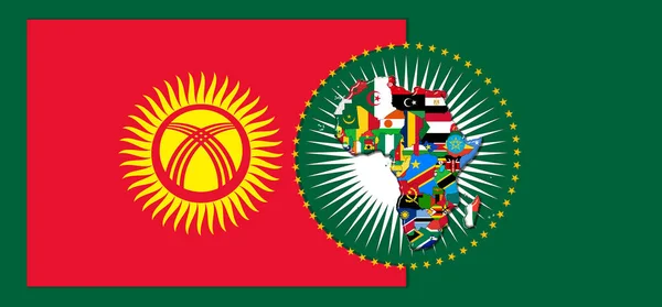 Drapeau Kirghizistan Avec Carte Drapeaux Monde Africain Illustration — Photo