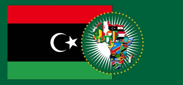 Σημαία Λιβύης Χάρτη Και Σημαίες Του Αφρικανικού Κόσμου Illustration — Φωτογραφία Αρχείου