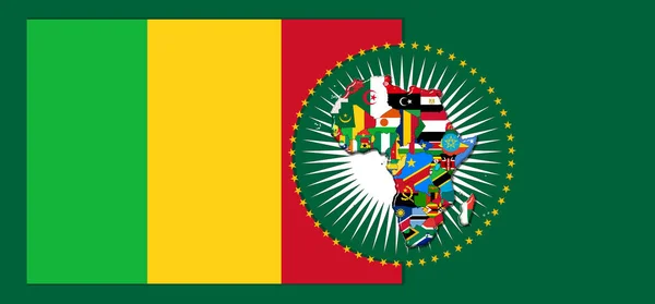 Mali  flag with map and flags of the African World - 3D illustration