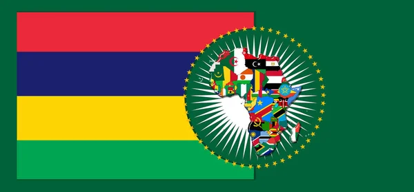 Mauricijská Vlajka Mapou Vlajkami Afrického Světa Ilustrace — Stock fotografie