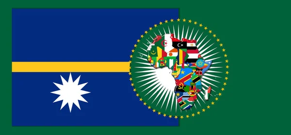 Nauru Vlajka Mapou Vlajkami Afrického Světa Ilustrace — Stock fotografie