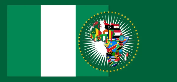 Afrika Dünyası Nın Haritası Bayraklarıyla Nijerya Bayrağı Boyutlu Illüstrasyon — Stok fotoğraf