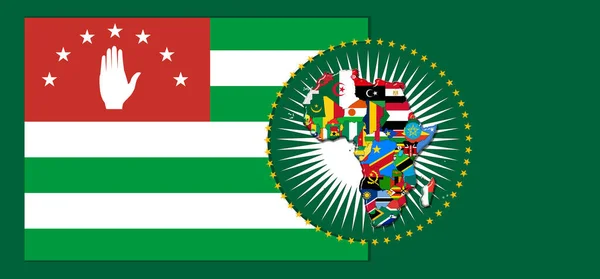 Republic of Abkhazia   flag with map and flags of the African World - 3D illustration