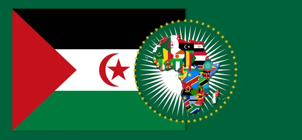 Sahrawi Arab Democratic Republic Flag Map Flags African World Illustration —  Fotos de Stock