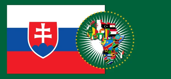 Прапор Словаччини Картою Прапорами Африканського Світу Ілюстрація — стокове фото