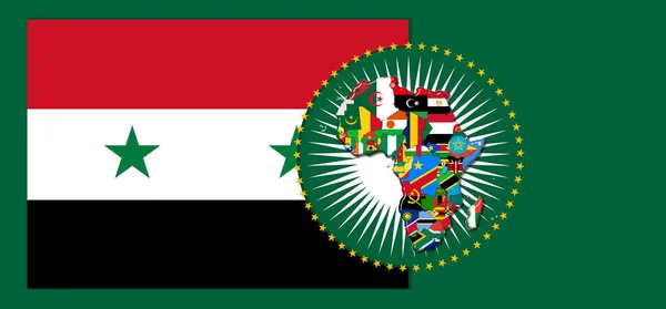 Bandera Siria Con Mapa Banderas Del Mundo Africano Ilustración —  Fotos de Stock