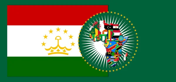 Bandeira Tajiquistão Com Mapa Bandeiras Mundo Africano Ilustração — Fotografia de Stock