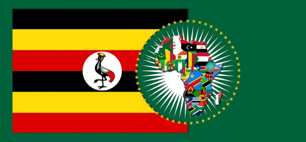 Bandeira Uganda Com Mapa Bandeiras Mundo Africano Ilustração — Fotografia de Stock